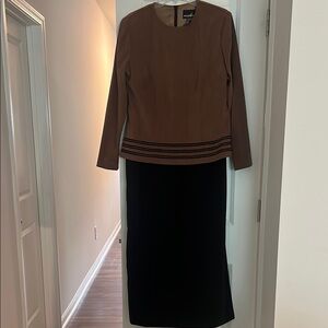 Vintage Positive Attitude Brown and black Dress  1 piece size 12